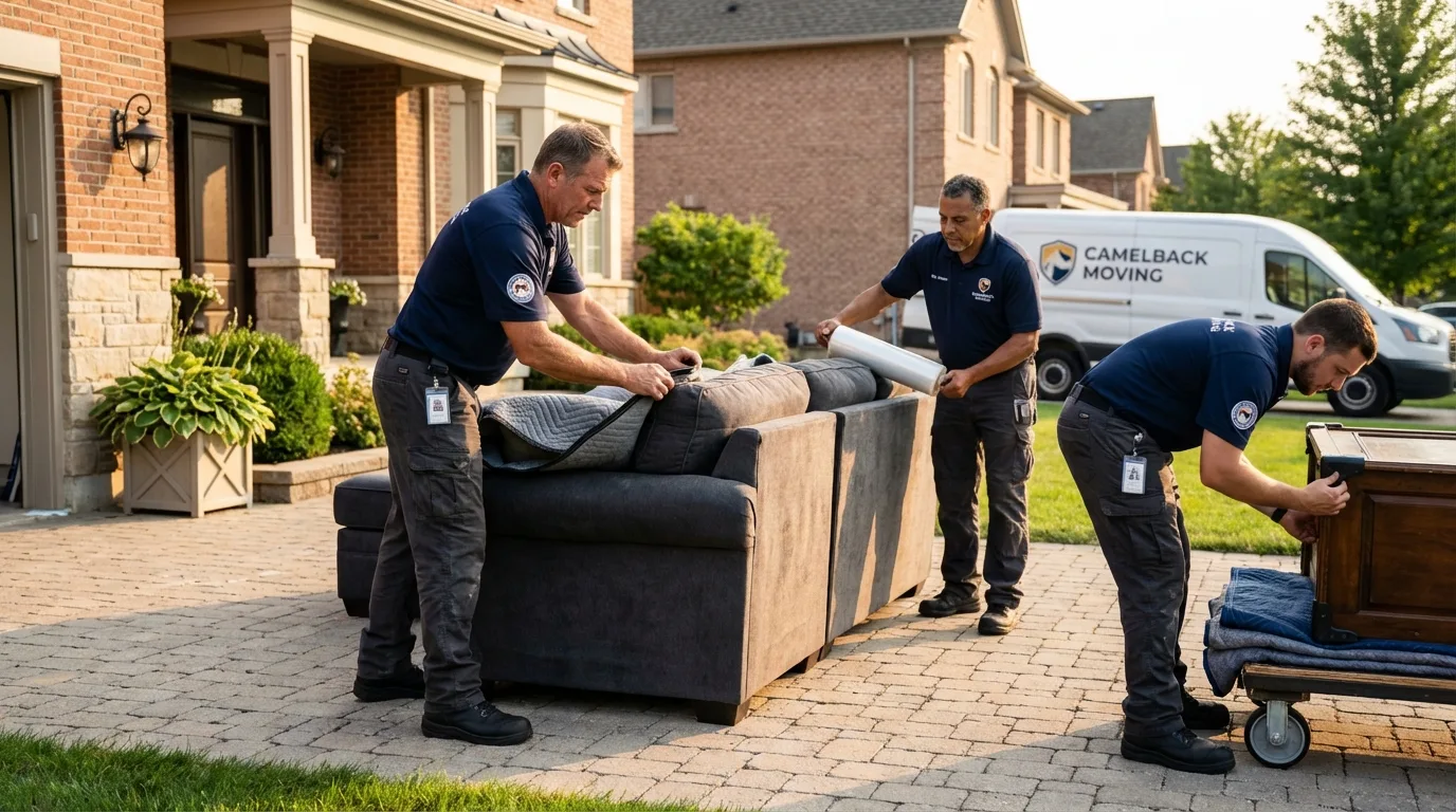 Large estate moving crew wrapping furniture in Lewes, DE