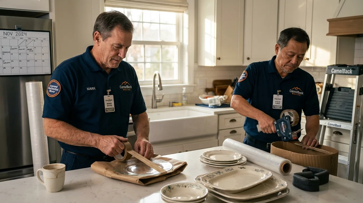 Professional crew packing kitchen dishware in Lewes, DE